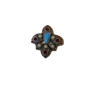 VTG Sarah Cov Imperial Cross Brooch Pendant Faux Turquoise,Pearl,Plum glass gems